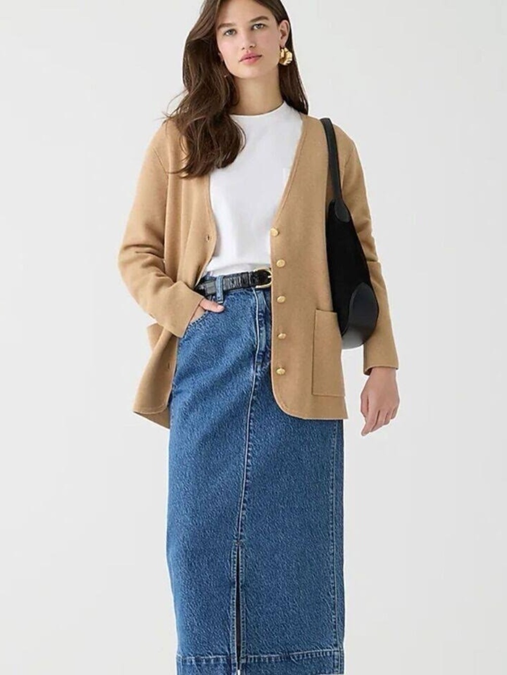 J CREW GISELLE WOOL BLEND CARDIGAN SWEATER BLAZER CAMEL TAN NWT SZ M